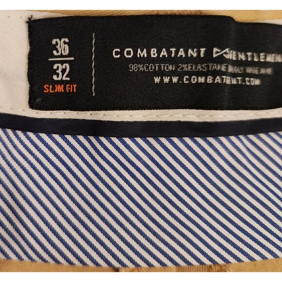 Combatant Gentlemen Pants‎ Flat Front Straight Chinos 36X32 Tan Slim Fit - Picture 7 of 8